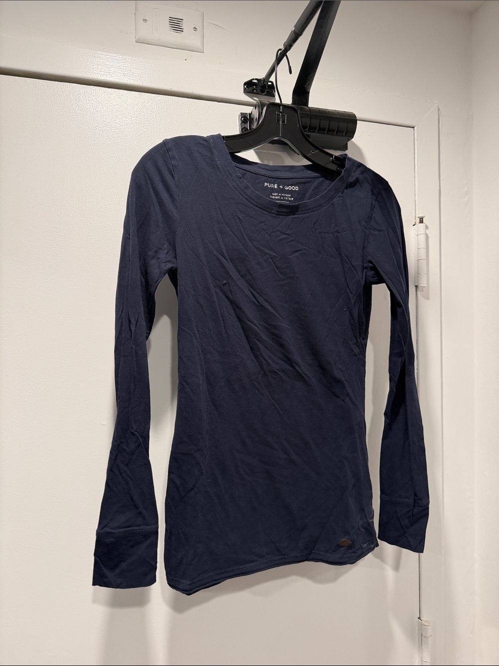 Navy Long-Sleeve Scoop Neck Top